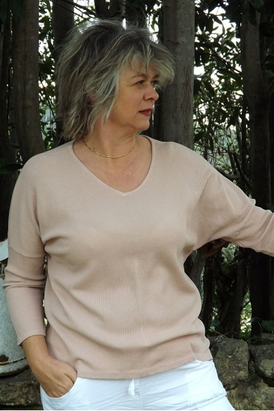 Top coton Théo vieux rose