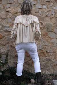 Chemisier dentelles grande taille bohème beige Ernestine et pantalon Lenny