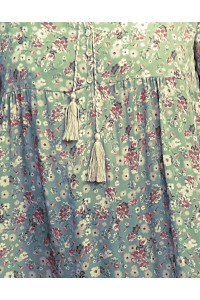 Robe longue Fernande imprimé fond jade