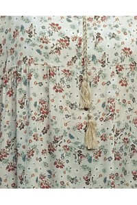 Robe longue Fernande imprimé sur fond beige