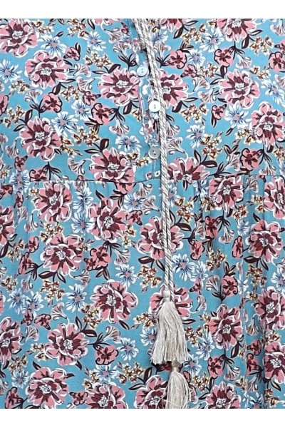 Robe longue Fernande imprimé sur fond adriatique