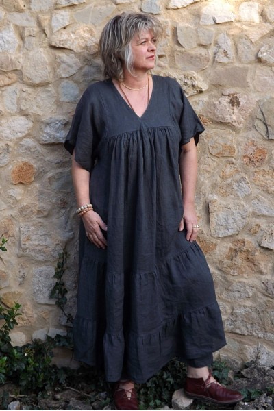 Robe longue lin Anastasia anthracite