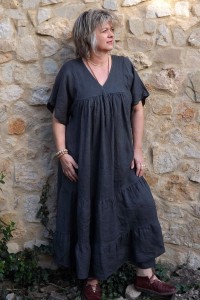 Robe longue lin Anastasia anthracite