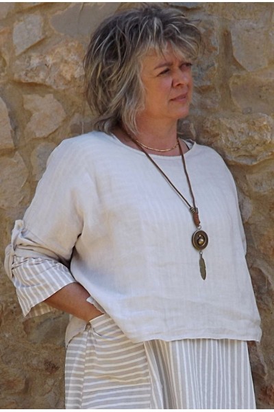 Top en lin Maxime beige et robe coton Audrey