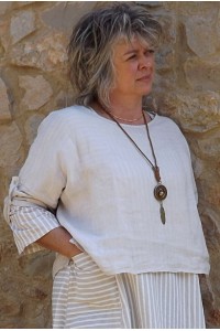 Top en lin Maxime beige et robe coton Audrey