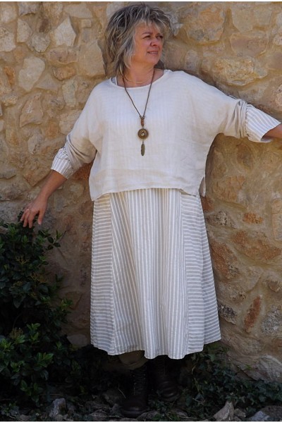 Top en lin Maxime beige et robe coton Audrey