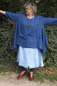 Tunique lin grande taille Honorine bleu roi et robe lin Eurydis