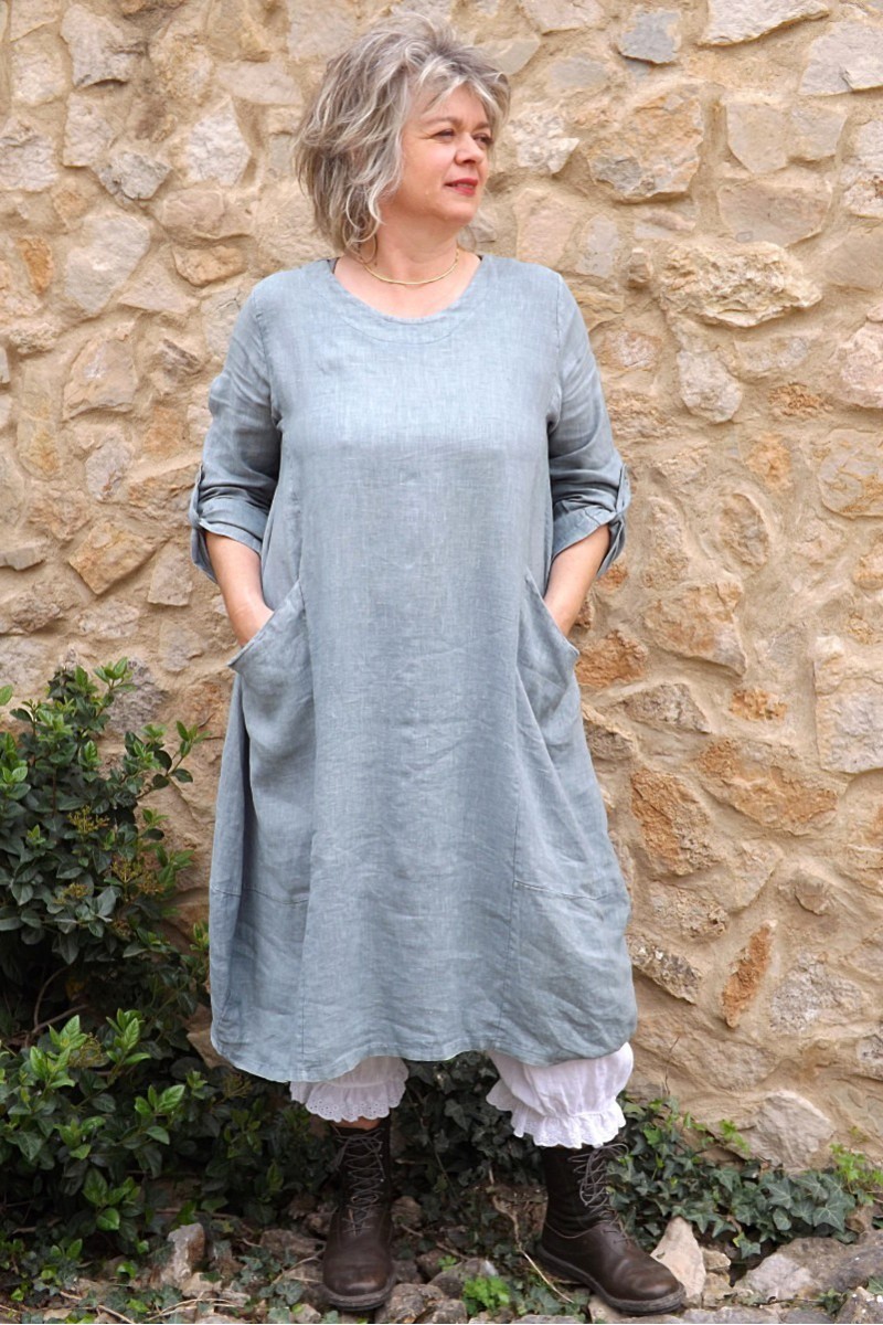 Robe lin Celestine bleu vert Robe lin Celestine bleu vert