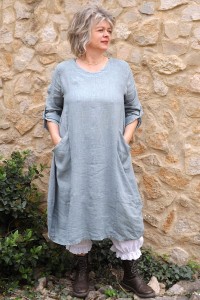 Robe lin Celestine bleu vert