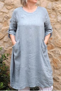 Robe lin Celestine bleu vert
