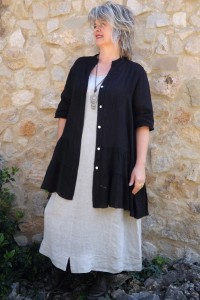 Veste ou tunique lin noire Eugénie et robe lin Eurydis