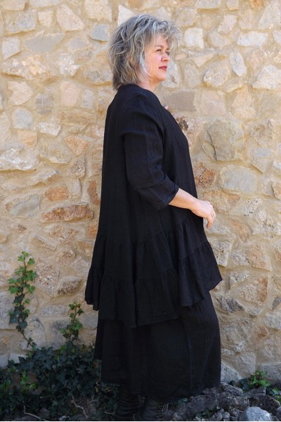 Veste ou tunique lin noire Eugénie et robe lin Cassandre