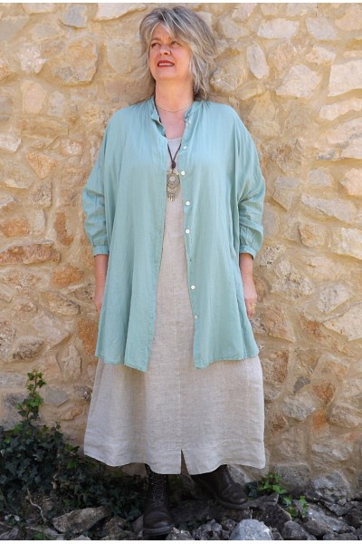 Liquette coton Coco jade et robe lin Eurydis