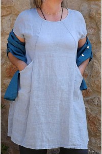 Tunique en lin bleu ciel Blandine et pantalon lin Gabriel
