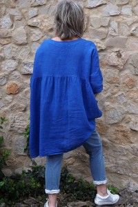 Tunique lin grande taille bleu roi Marinette et pantalon Angus