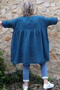 Tunique lin grande taille bleu canard Marinette et pantalon Angus