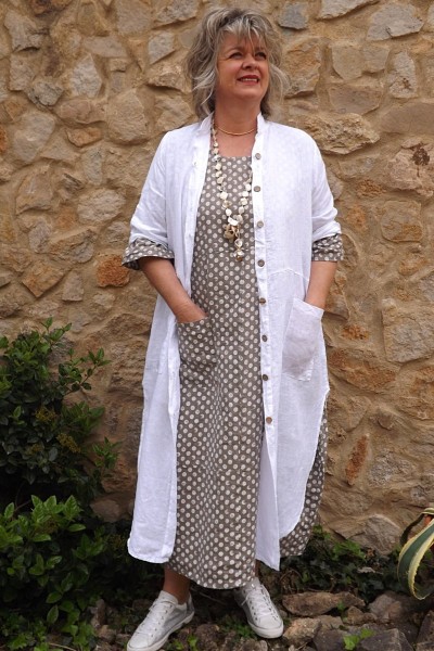 Veste longue en lin Aloïs blanche
