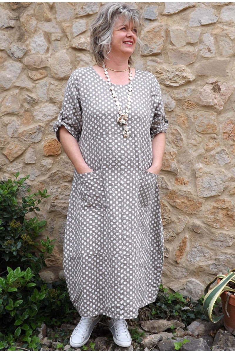 Robe longue lin Diane taupe Robe longue lin Diane taupe