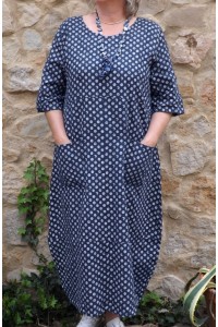 Robe longue lin Diane marine