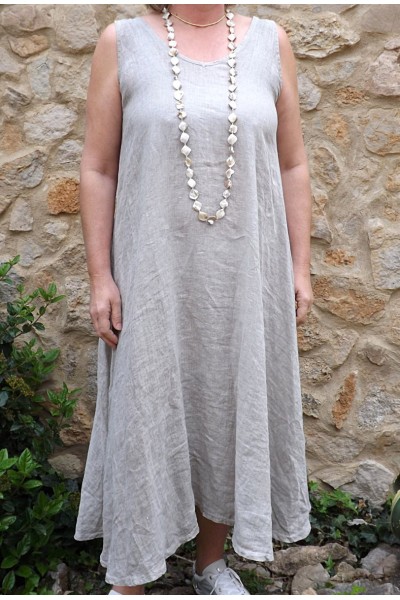 Robe lin taupe délavé Isis.