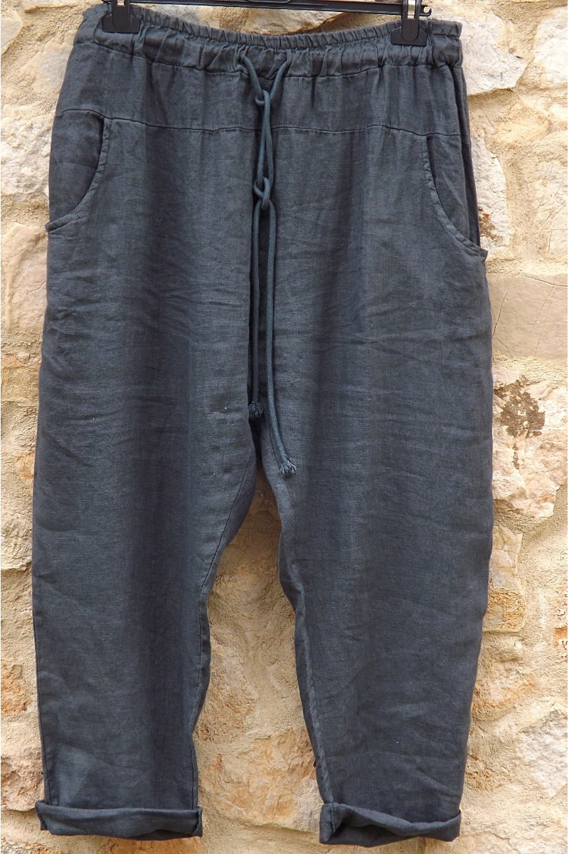 Pantalon lin anthracite Gabriel