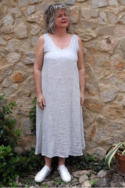Robe lin gris clair délavé Isis.
