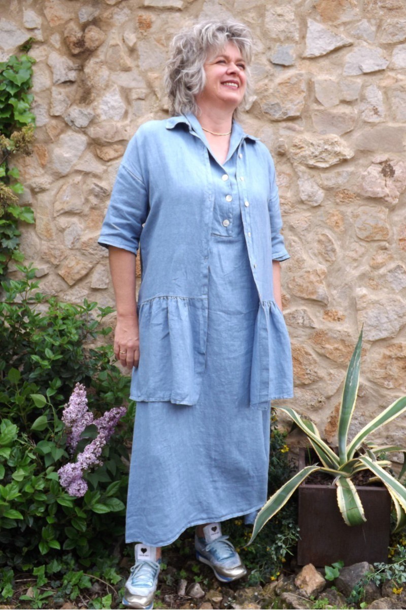 Veste en lin Garance Bleue et robe lin Bérangère