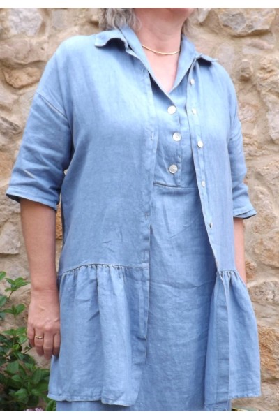 Veste en lin Garance Bleue et robe lin Bérangère