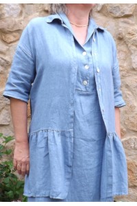 Veste en lin Garance Bleue et robe lin Bérangère