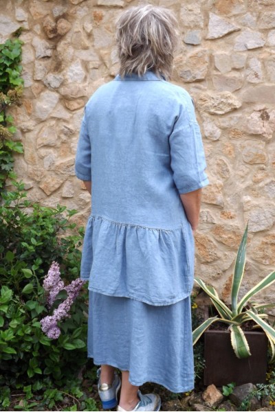 Veste en lin Garance Bleue et robe lin Bérangère