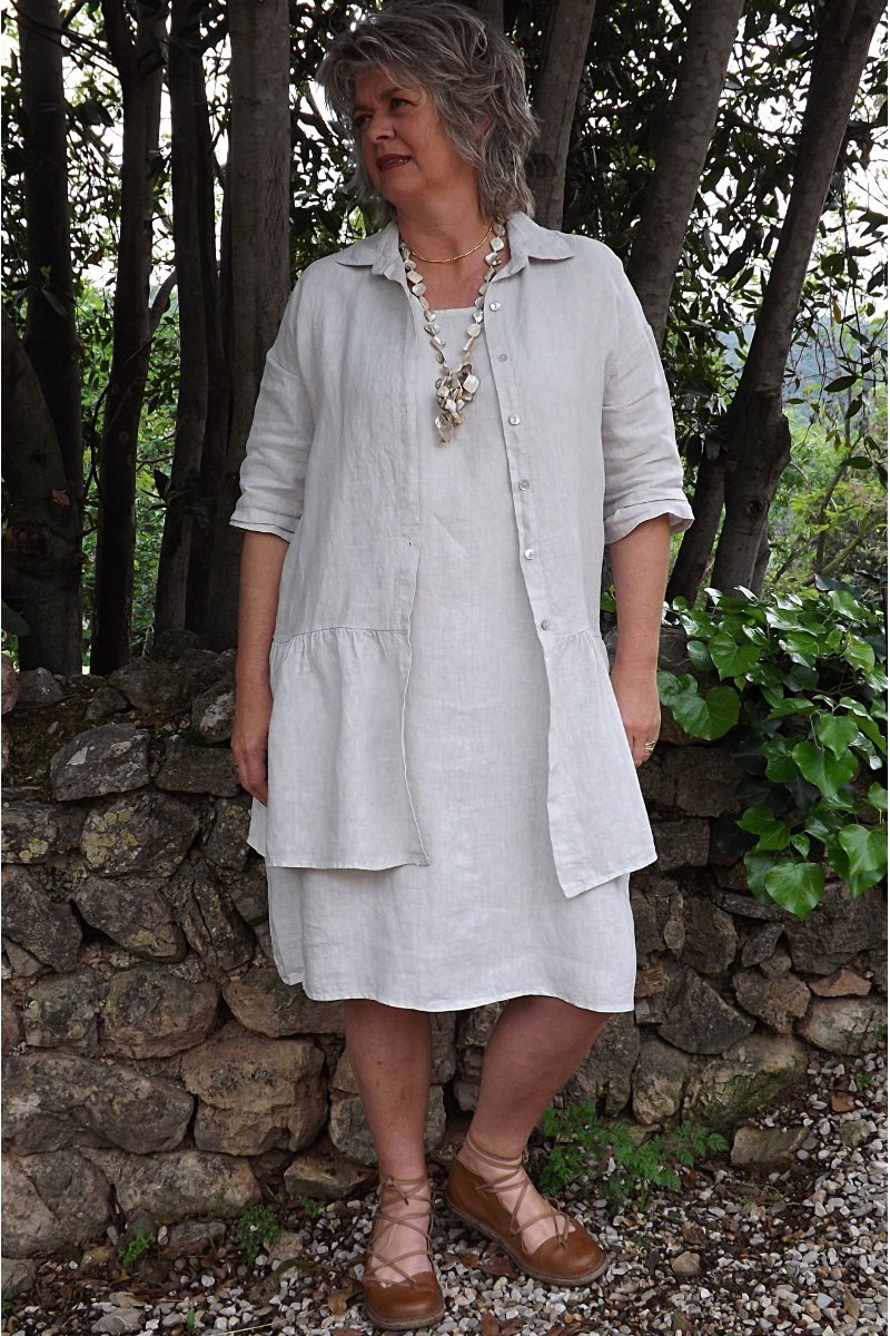 Veste en lin Garance beige et robe lin Eva