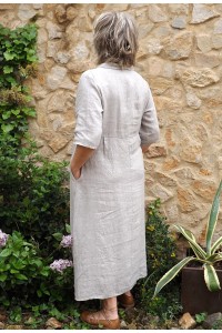 Robe longue lin taupe Bérangère