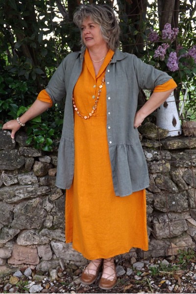 Robe longue lin clèmentine Bérangère et la veste lin Garance
