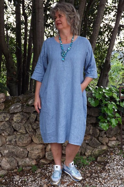 Robe lin bleu Eva