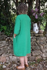 Robe lin vert prairie Eva