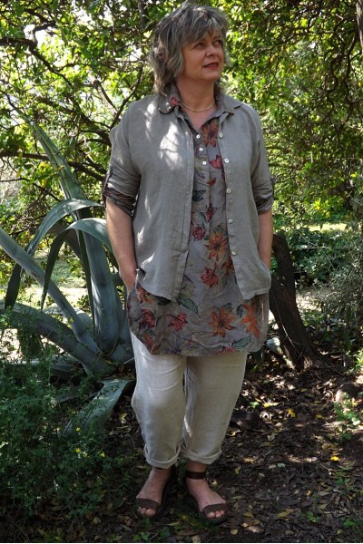 Chemise lin Albane taupe