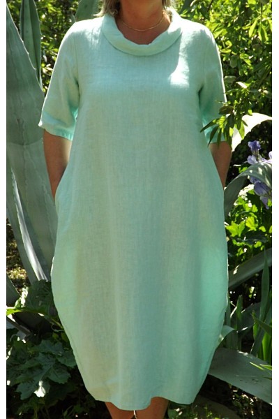 Robe longue en lin vert d'eau Apolline
