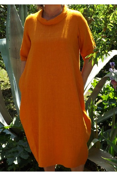 Robe longue en lin clémentine Apolline