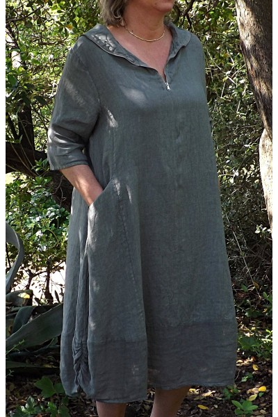 Robe lin kaki Camille
