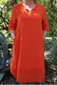 Robe lin originale orange Camille