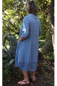 Robe lin originale bleue Camille