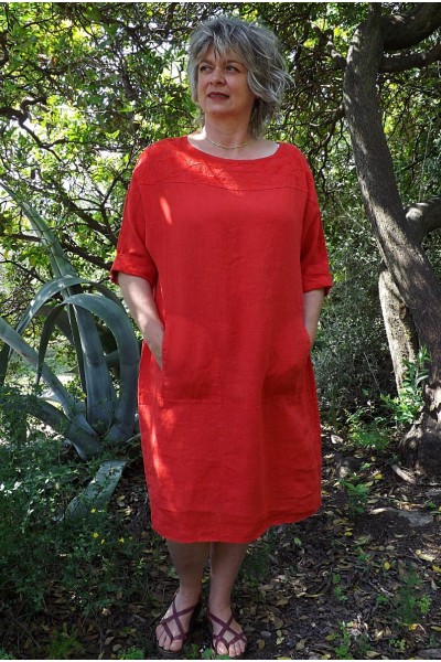 Robe lin rouge Mariane