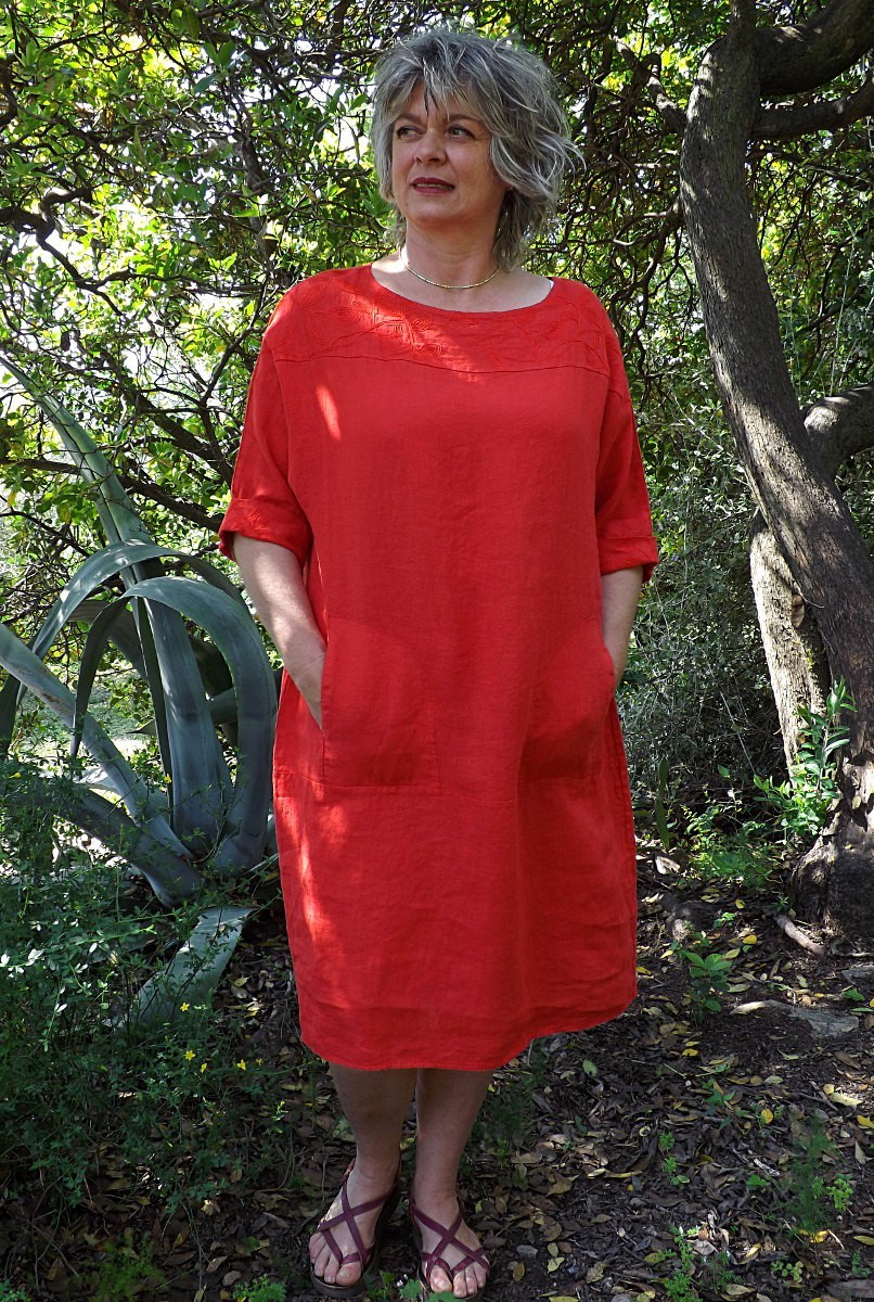 Robe en online lin rouge