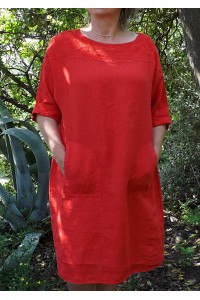 Robe lin rouge Mariane