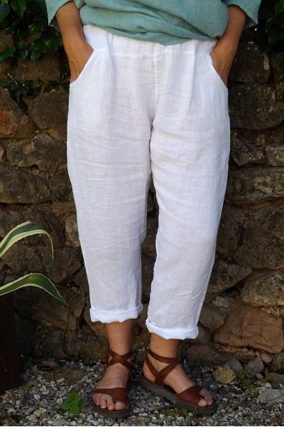 Pantalon lin blanc Gabriel