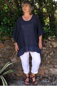 Pantalon lin blanc Gabriel et tunique lin Lucine.