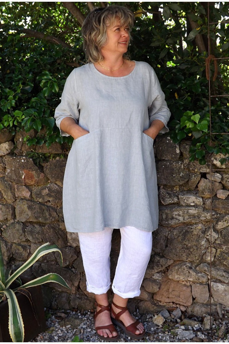 Tunique lin gris souris Emma et pantalon Gabriel Tunique lin gris souris Emma et pantalon Gabriel