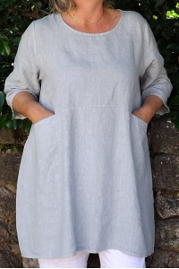 Tunique lin gris souris Emma et pantalon Gabriel
