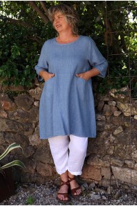 Tunique lin bleue Emma et pantalon Gabriel