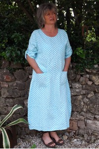 Robe longue lin Diane bleue maldive